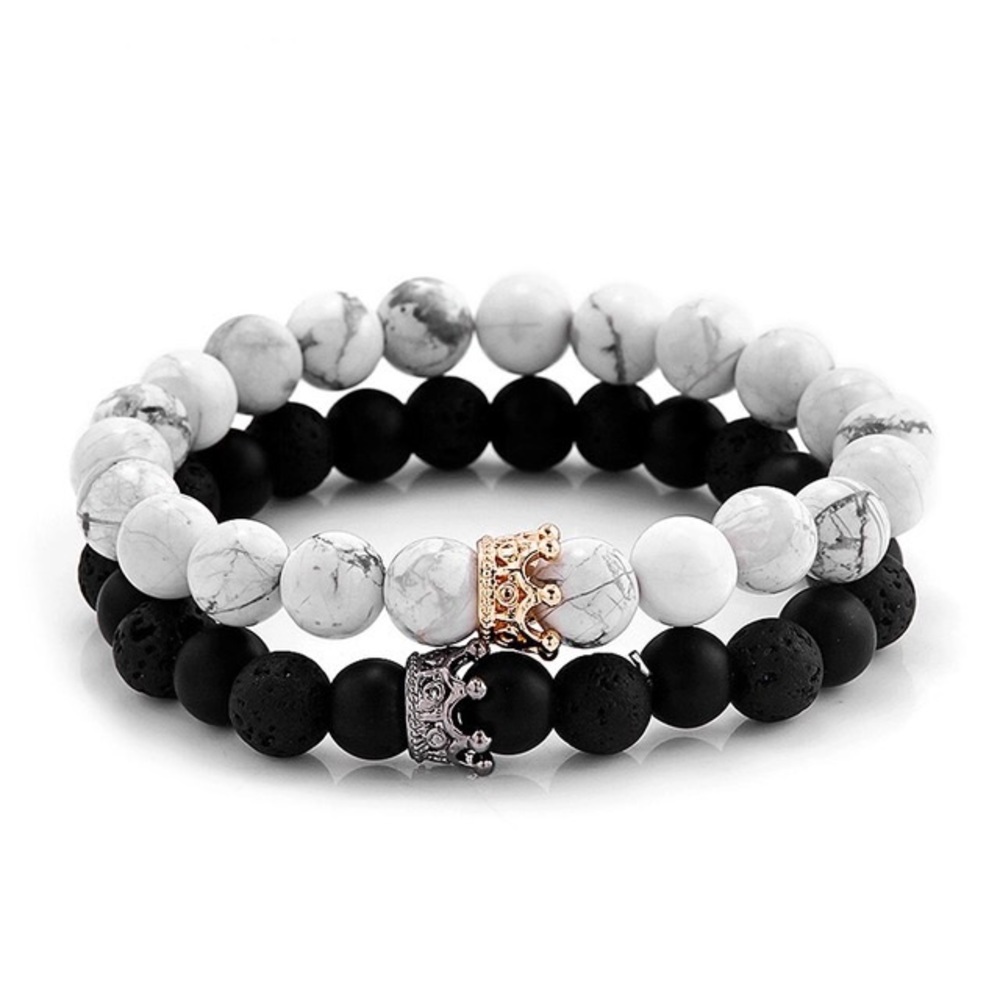 ¥NEW ITEM¥ Black & White Bead Crown Bracelet